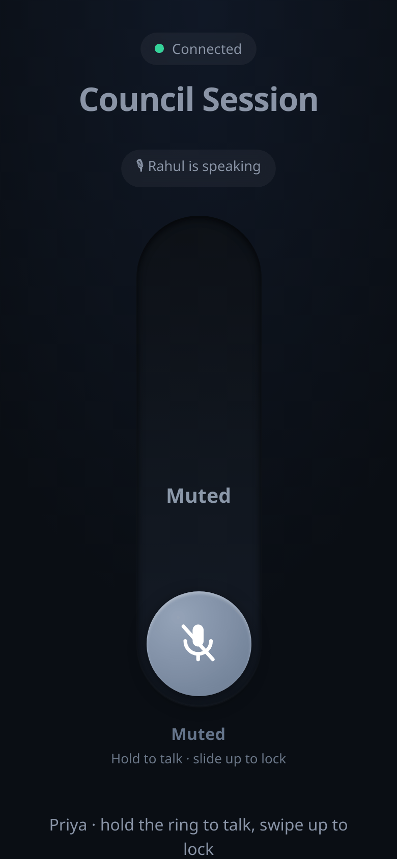 AlphaVoice — Muted state